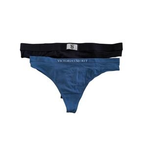 Victorias Secret Thong Bundle 2 Pack Navy & Black Rhinestone Logo XL 521301-QX5